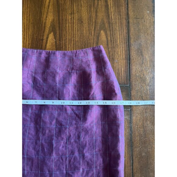 Vintage 90's Linda Allard Ellen Tracy Purple Linen Pencil Skirt 2 Petite Mini - Picture 7 of 8